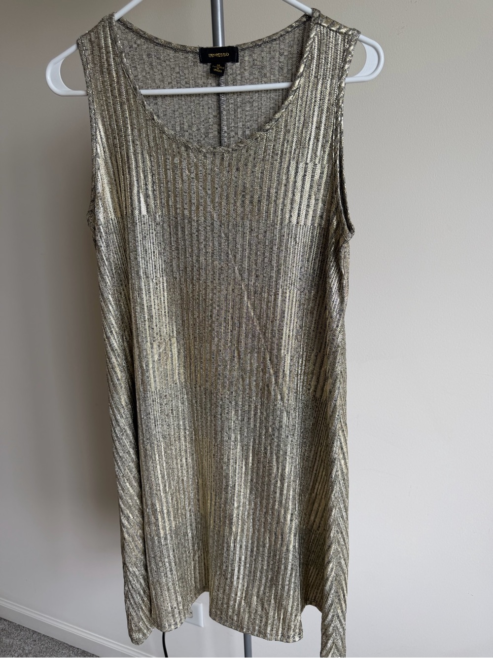 Gold Metallic Sleeveless Shift Dress